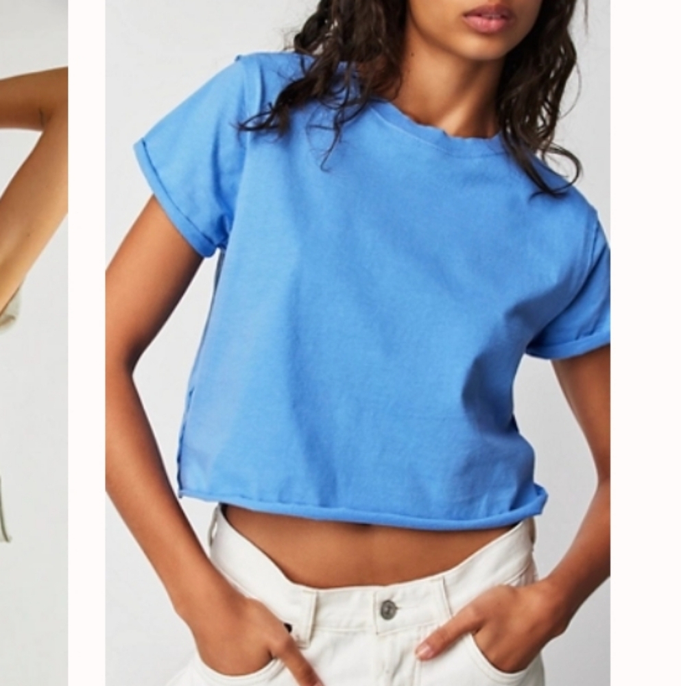We The Free Perfect Tee Cropped Baby Blue